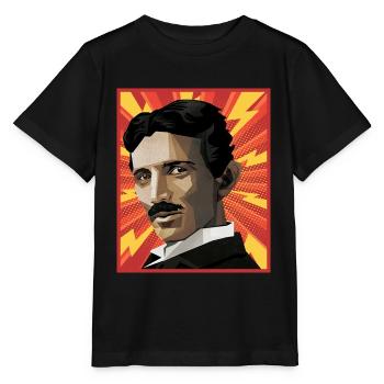 Nicola Tesla Popart - T-shirt bio MINI CREATOR Stanley/Stella Enfant - noir - Devant - Mikhail (115cm)