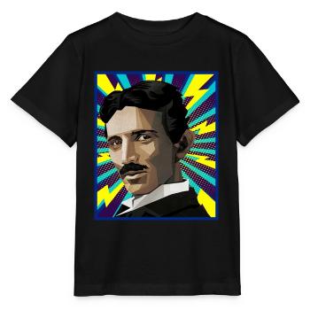 Nicola Tesla popart - T-shirt bio MINI CREATOR Stanley/Stella Enfant - noir - Devant - Mikhail (115cm)