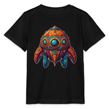 Colorful imaginative whimsical spaceship - Stanley/Stella MINI CREATOR Kids’ T-Shirt - black - Front - Mikhail (115cm)