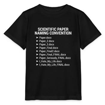 Noms des fichiers de la convention de dénomination des articles scientifiques - T-shirt bio MINI CREATOR Stanley/Stella Enfant - noir - Devant - Mikhail (115cm)