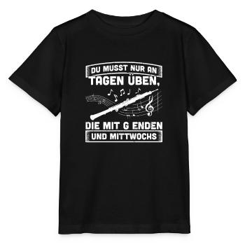 Querflöte üben Tage Musik Musiker Musikinstrument - Stanley/Stella Kinder T-Shirt MINI CREATOR  - Schwarz - Vorne - Mikhail (115cm)