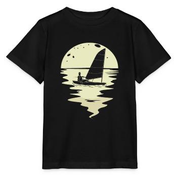 Sailing sailors ship yacht boat sailboat moon - Stanley/Stella MINI CREATOR Kids’ T-Shirt - black - Front - Mikhail (115cm)