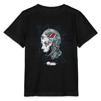Tête de robot avec oiseau dans la tête cyber technologie AI - T-shirt bio MINI CREATOR Stanley/Stella Enfant - noir - Devant - Mikhail (115cm)