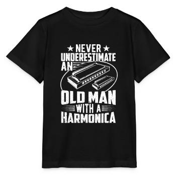 Vieil Homme Avec Un Harmonica - T-shirt bio MINI CREATOR Stanley/Stella Enfant - noir - Devant - Mikhail (115cm)