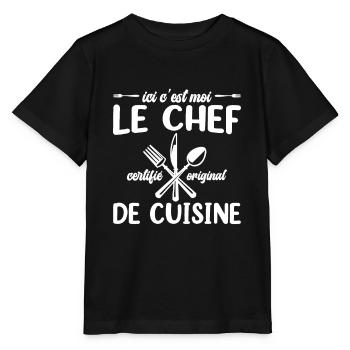Ici C'est Moi Le Chef Cuisine Restaurant Cuisinier - T-shirt bio MINI CREATOR Stanley/Stella Enfant - noir - Devant - Mikhail (115cm)