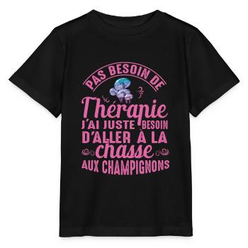 Ma Thérapie C'est La Chasse Aux Champignons Cadeau - T-shirt bio MINI CREATOR Stanley/Stella Enfant - noir - Devant - Mikhail (115cm)