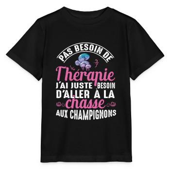 Ma Thérapie C'est La Chasse Aux Champignons Cadeau - T-shirt bio MINI CREATOR Stanley/Stella Enfant - noir - Devant - Mikhail (115cm)