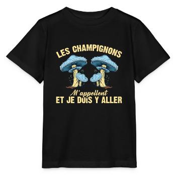 Champignon Forêt Idée Cadeau Nature Automne Hobby - T-shirt bio MINI CREATOR Stanley/Stella Enfant - noir - Devant - Mikhail (115cm)