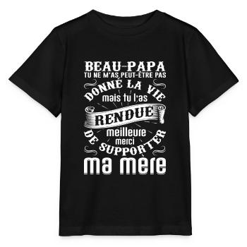 Beau-père Beau Papa Beaupère Beau-papa Amour Bonus - T-shirt bio MINI CREATOR Stanley/Stella Enfant - noir - Devant - Mikhail (115cm)