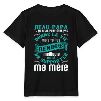 Beau-père Beau Papa Beaupère Beau-papa Amour Bonus - T-shirt bio MINI CREATOR Stanley/Stella Enfant - noir - Devant - Mikhail (115cm)