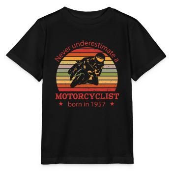 Moto vintage 1957 cyclomoteur anniversaire - T-shirt bio MINI CREATOR Stanley/Stella Enfant - noir - Devant - Mikhail (115cm)