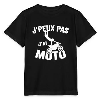 Je Peux Pas J'ai Moto Humour Cadeau Anniversaire - T-shirt bio MINI CREATOR Stanley/Stella Enfant - noir - Devant - Mikhail (115cm)