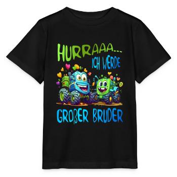 Großer Bruder Traktor und Kipplader - Hurra Bruder - Stanley/Stella Kinder T-Shirt MINI CREATOR  - Schwarz - Vorne - Mikhail (115cm)