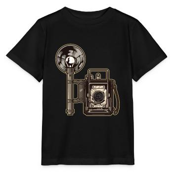 Retro Analog Kamera mit Blitz Fotografie - Stanley/Stella Kinder T-Shirt MINI CREATOR  - Schwarz - Vorne - Mikhail (115cm)