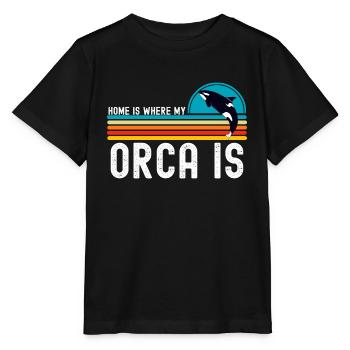 killer whale - Stanley/Stella MINI CREATOR Kids’ T-Shirt - black - Front - Mikhail (115cm)