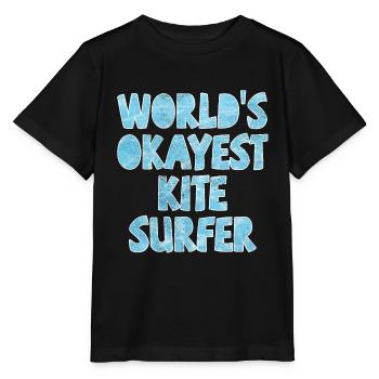 World's Okayest Kite Surfer Light Blue - Stanley/Stella MINI CREATOR Kids’ T-Shirt - black - Front - Mikhail (115cm)