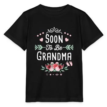 Soon To be Grandma Funny Floral Saying Gift - Stanley/Stella MINI CREATOR Kids’ T-Shirt - black - Front - Mikhail (115cm)