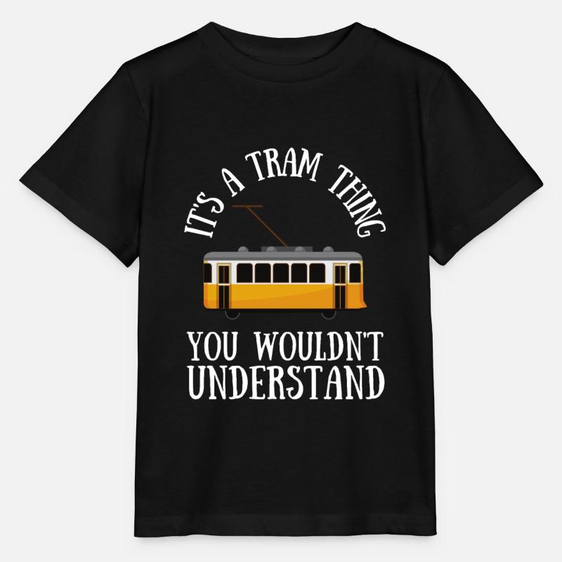 Tram Véhicule Train Tramway Trolley Téléphérique - T-shirt bio MINI CREATOR Stanley/Stella Enfant - noir