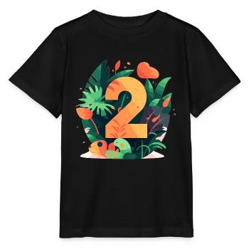 2ème anniversaire Jungle - T-shirt bio MINI CREATOR Stanley/Stella Enfant - noir - Devant - Mikhail (115cm)