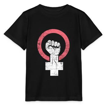 femme cadeau féministe vintage révolution - T-shirt bio MINI CREATOR Stanley/Stella Enfant - noir - Devant - Mikhail (115cm)