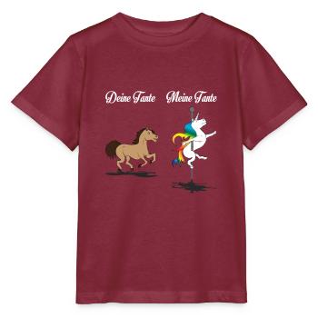 Einhorn Pferd Deine Tante Meine Tante Geschenk DE - Stanley/Stella Kinder T-Shirt MINI CREATOR  - Burgunderrot - Vorne - Kain (125cm)
