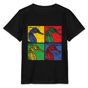 Hippocampe hippocampe poisson mer océan cadeau - T-shirt bio MINI CREATOR Stanley/Stella Enfant - noir - Devant - Mikhail (115cm)