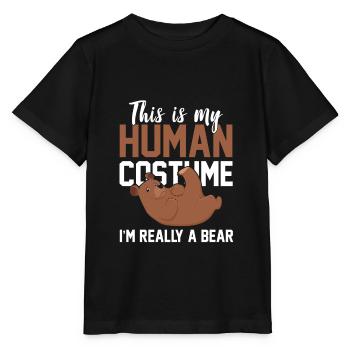 Bear Costume Carnival Halloween Brown Bear Teddy Bear - Stanley/Stella MINI CREATOR Kids’ T-Shirt - black - Front - Mikhail (115cm)