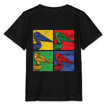 Pelican seabird water bird sea fish beach - Stanley/Stella MINI CREATOR Kids’ T-Shirt - black - Front - Mikhail (115cm)