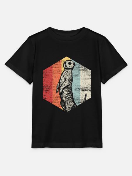 Erdmännchen vintage Tier Afrika Zoo Safari Retro - Stanley/Stella Kinder T-Shirt MINI CREATOR - Schwarz