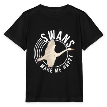Les cygnes me rendent heureux cadeau oiseau - T-shirt bio MINI CREATOR Stanley/Stella Enfant - noir - Devant - Mikhail (115cm)