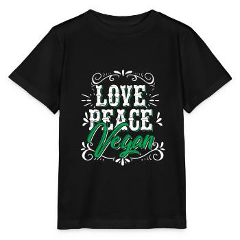 Liebe Frieden Vegan Peace Geschenk Hippie - Stanley/Stella Kinder T-Shirt MINI CREATOR  - Schwarz - Vorne - Mikhail (115cm)