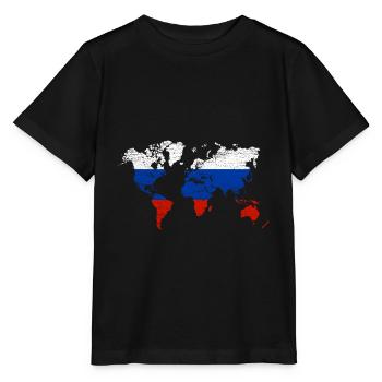 Carte du monde Russie - T-shirt bio MINI CREATOR Stanley/Stella Enfant - noir - Devant - Mikhail (115cm)