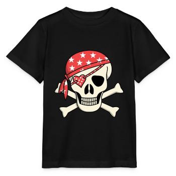 pirat Totenkopf girly augenklappe geschenkidee - Stanley/Stella Kinder T-Shirt MINI CREATOR  - Schwarz - Vorne - Mikhail (115cm)