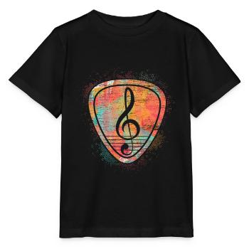 Clef treble clef guitar plectrum - Stanley/Stella MINI CREATOR Kids’ T-Shirt - black - Front - Mikhail (115cm)