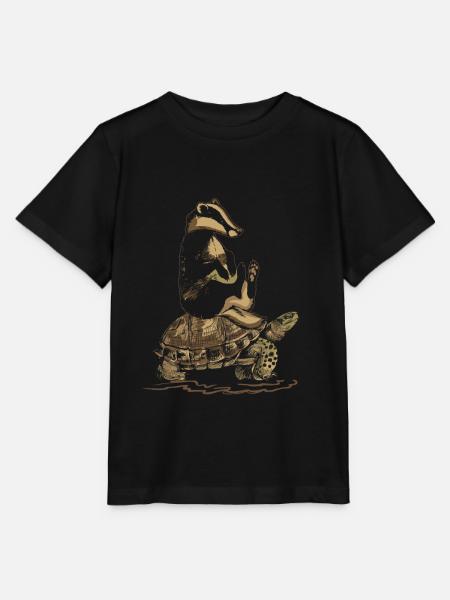 Dachs reitet Schildkröte - Stanley/Stella Kinder T-Shirt MINI CREATOR - Schwarz