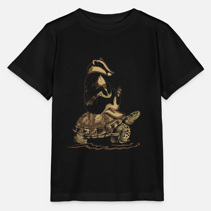 Dachs reitet Schildkröte - Stanley/Stella Kinder T-Shirt MINI CREATOR  - Schwarz
