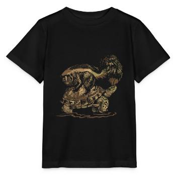 Putois et tortue - T-shirt bio MINI CREATOR Stanley/Stella Enfant - noir - Devant - Mikhail (115cm)
