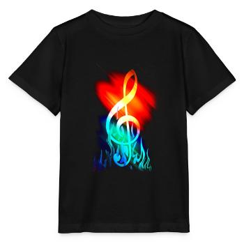 Notenschlüssel Musik Komposition Bunt Farben - Stanley/Stella Kinder T-Shirt MINI CREATOR  - Schwarz - Vorne - Mikhail (115cm)