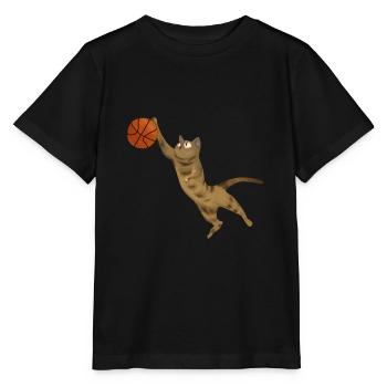 Basketball Cat Catsmaid Streetball Gift - Stanley/Stella MINI CREATOR Kids’ T-Shirt - black - Front - Mikhail (115cm)