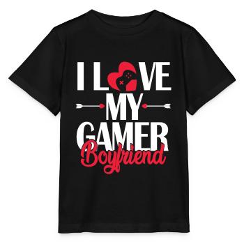J'aime mon copain gamer - T-shirt bio MINI CREATOR Stanley/Stella Enfant - noir - Devant - Mikhail (115cm)