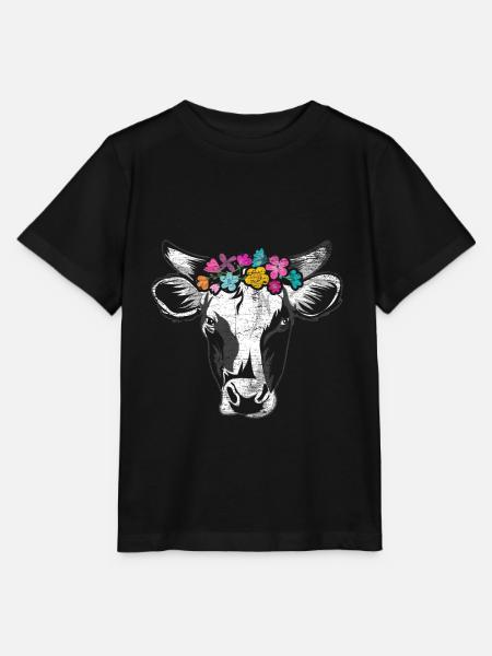 Kuh Land Blumen - Stanley/Stella Kinder T-Shirt MINI CREATOR - Schwarz