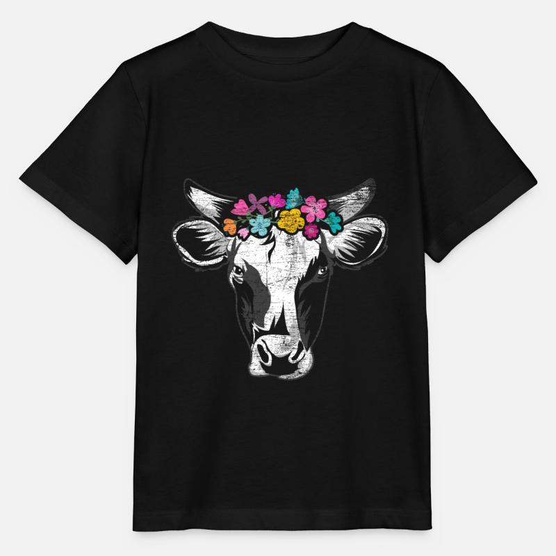 Kuh Land Blumen - Stanley/Stella Kinder T-Shirt MINI CREATOR  - Schwarz