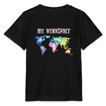 Weltkarte Globus - Stanley/Stella Kinder T-Shirt MINI CREATOR  - Schwarz - Vorne - Mikhail (115cm)