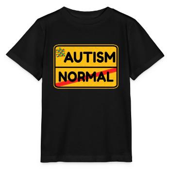 Panneau de signalisation autisme handicap cadeau - T-shirt bio MINI CREATOR Stanley/Stella Enfant - noir - Devant - Mikhail (115cm)