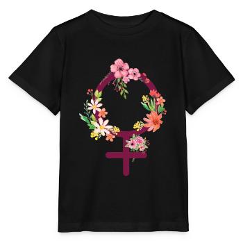 Venus Symbol Blumen - Stanley/Stella Kinder T-Shirt MINI CREATOR  - Schwarz - Vorne - Mikhail (115cm)