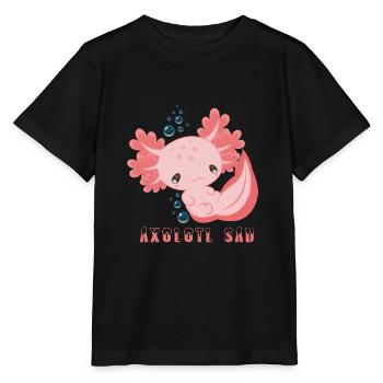 Trauriger Axolotl Schwanzlurch Salamander - Stanley/Stella Kinder T-Shirt MINI CREATOR  - Schwarz - Vorne - Mikhail (115cm)