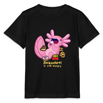 Verfressenes Snaxolotl - Axolotl Schwanzlurch - Stanley/Stella Kinder T-Shirt MINI CREATOR  - Schwarz - Vorne - Mikhail (115cm)