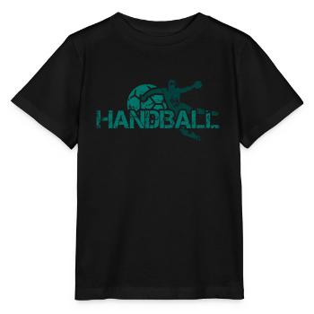 Handball Spieler Ball Torschuss - Stanley/Stella Kinder T-Shirt MINI CREATOR  - Schwarz - Vorne - Mikhail (115cm)