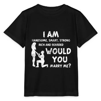Marriage proposal marriage wedding engagement gift idea - Stanley/Stella MINI CREATOR Kids’ T-Shirt - black - Front - Mikhail (115cm)