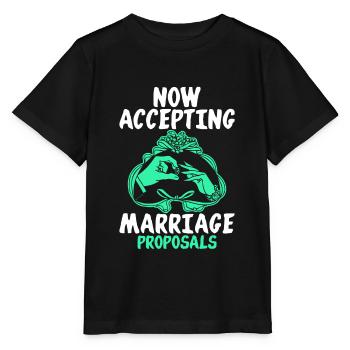 Marriage proposal marriage wedding engagement gift idea - Stanley/Stella MINI CREATOR Kids’ T-Shirt - black - Front - Mikhail (115cm)